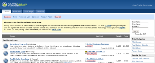 Real Estate Webmasters Forum