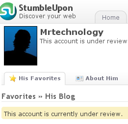 Sign of possibly suspended StumbleUpon account