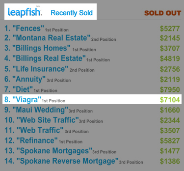 LeapFish Claims To Have Sold Keyword Viagra For $7,104